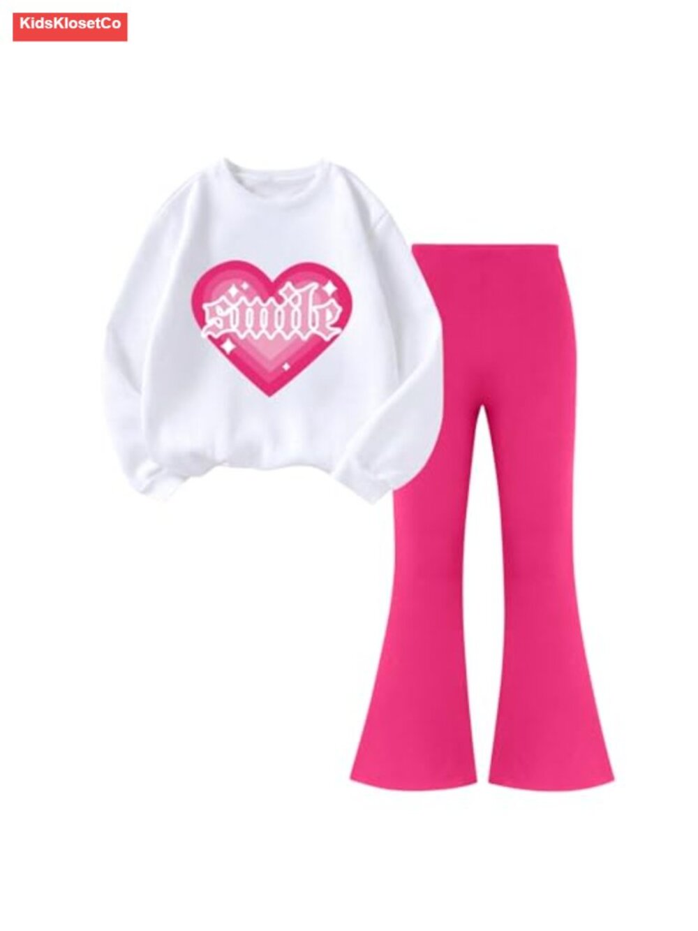 Girls Ribbed Knit Color Block Long Sleeve Top & Flare Pants Set